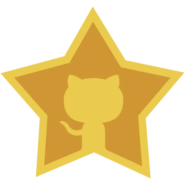 An image of a large gold star with GitHub logo inside